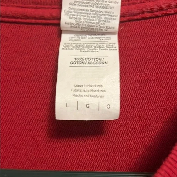 Deep Red Short Sleeve Tee with Maple Leaf Design - Picture 2 of 3